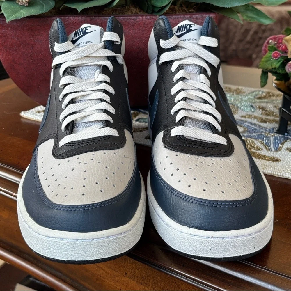 Brand New Nike Court Vision Mid Sneakers Retro 80s Basketball Lace Up Navy Black